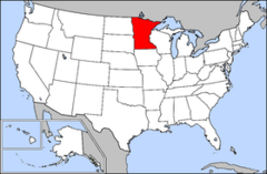 Karta över USA med Minnesota markerad