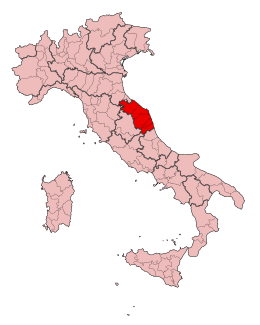Karta över Italien, med Marche markerat