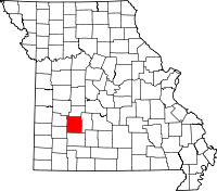 Karta över Missouri med Polk County markerat