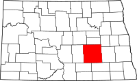 Karta över North Dakota med Stutsman County markerat