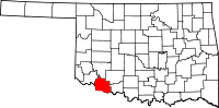 Karta över Oklahoma med Tillman County markerat