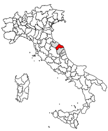 Karta över Italien, med Ancona (provins) markerat