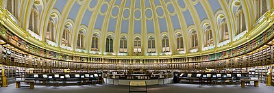 Panorama över lässalen i British Museum.