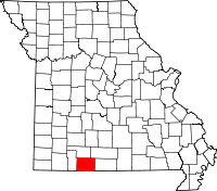 Karta över Missouri med Taney County markerat