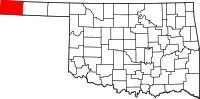 Karta över Oklahoma med Cimarron County markerat