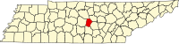 Karta över Tennessee med Cannon County markerat