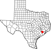 Karta över Texas med Fort Bend County markerat