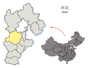 Baodings läge i Hebei, Kina.