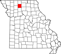 Karta över Missouri med Grundy County markerat