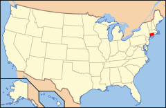Karta över USA med Connecticut markerad