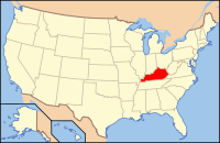 Karta över USA med Kentucky markerad