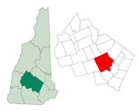 Lägeskarta, det gröna är staten New Hampshire