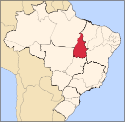 Karta över Brasilien med Tocantins markerat