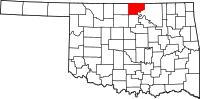 Karta över Oklahoma med Kay County markerat