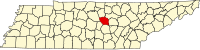 Karta över Tennessee med DeKalb County markerat