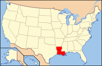 Karta över USA med Louisiana markerad