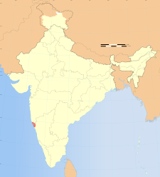 Karta över Indien med Goa markerat.