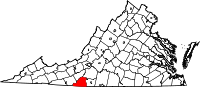 Karta över Virginia med Patrick County markerat