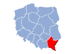 Podkarpacies läge i Polen