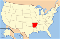 Karta över USA med Arkansas markerad