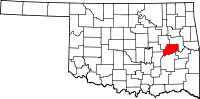 Karta över Oklahoma med McIntosh County markerat