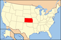 Karta över USA med Kansas markerad