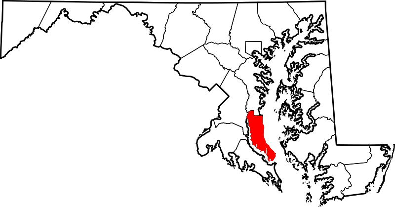 Fil:Map of Maryland highlighting Calvert County.svg