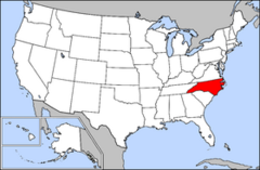 Karta över USA med North Carolina markerad