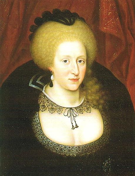Fil:Anne of Denmark mourning the death of her son Henry in 1612.jpg