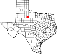 Karta över Texas med Stonewall County markerat