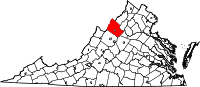 Karta över Virginia med Rockingham County markerat