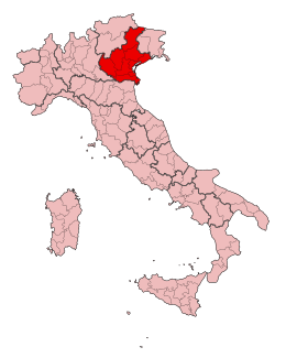 Karta över Italien, med Veneto markerat
