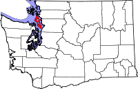 Karta över Washington med Island County markerat