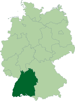 Tyskland med Baden-Württemberg markerat