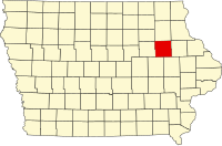 Karta över Iowa med Buchanan County markerat