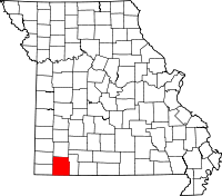 Karta över Missouri med Barry County markerat