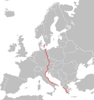 Europaväg 55:s sträckning