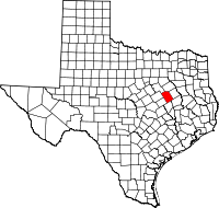Karta över Texas med Limestone County markerat