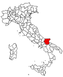 Karta över Italien, med Foggia (provins) markerat