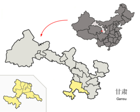 Gannans läge i Gansu, Kina.
