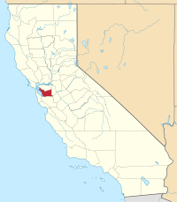 Karta över Kalifornien med Alameda County markerat