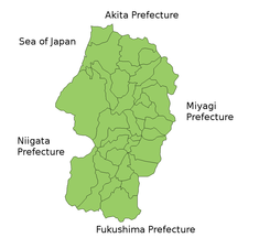 Karta över Yamagata prefektur
