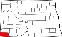 Karta över North Dakota med Bowman County markerat