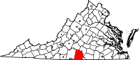 Karta över Virginia med Halifax County markerat