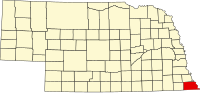 Karta över Nebraska med Richardson County markerat