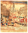 Samtida illustration av Bostonmassakern.