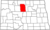 Karta över North Dakota med McHenry County markerat
