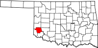 Karta över Oklahoma med Greer County markerat
