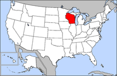 Karta över USA med Wisconsin markerad