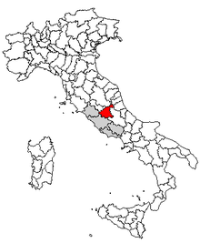 Karta över Italien, med Rieti (provins) markerat